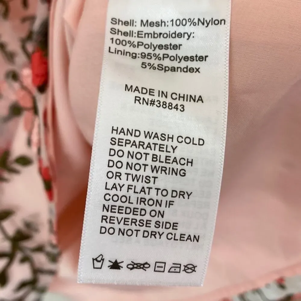 Sam Edelman Embroidered Floral Dress Pink Sz 6 - Picture 5 of 6